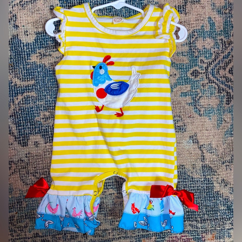 Ricrac & Ruffles Chicken Ruffle Romper 3-6 Months